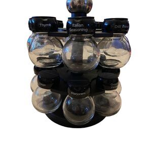 2 Tier Round Carousel Spice Rack Kitchen 15 Pc Spice Jar Set Rotating